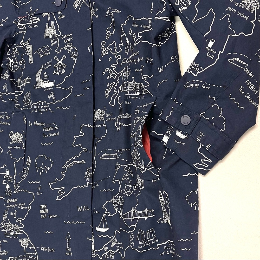 Boden Navy and Coral Map Print Jacket - Picture 4 of 11